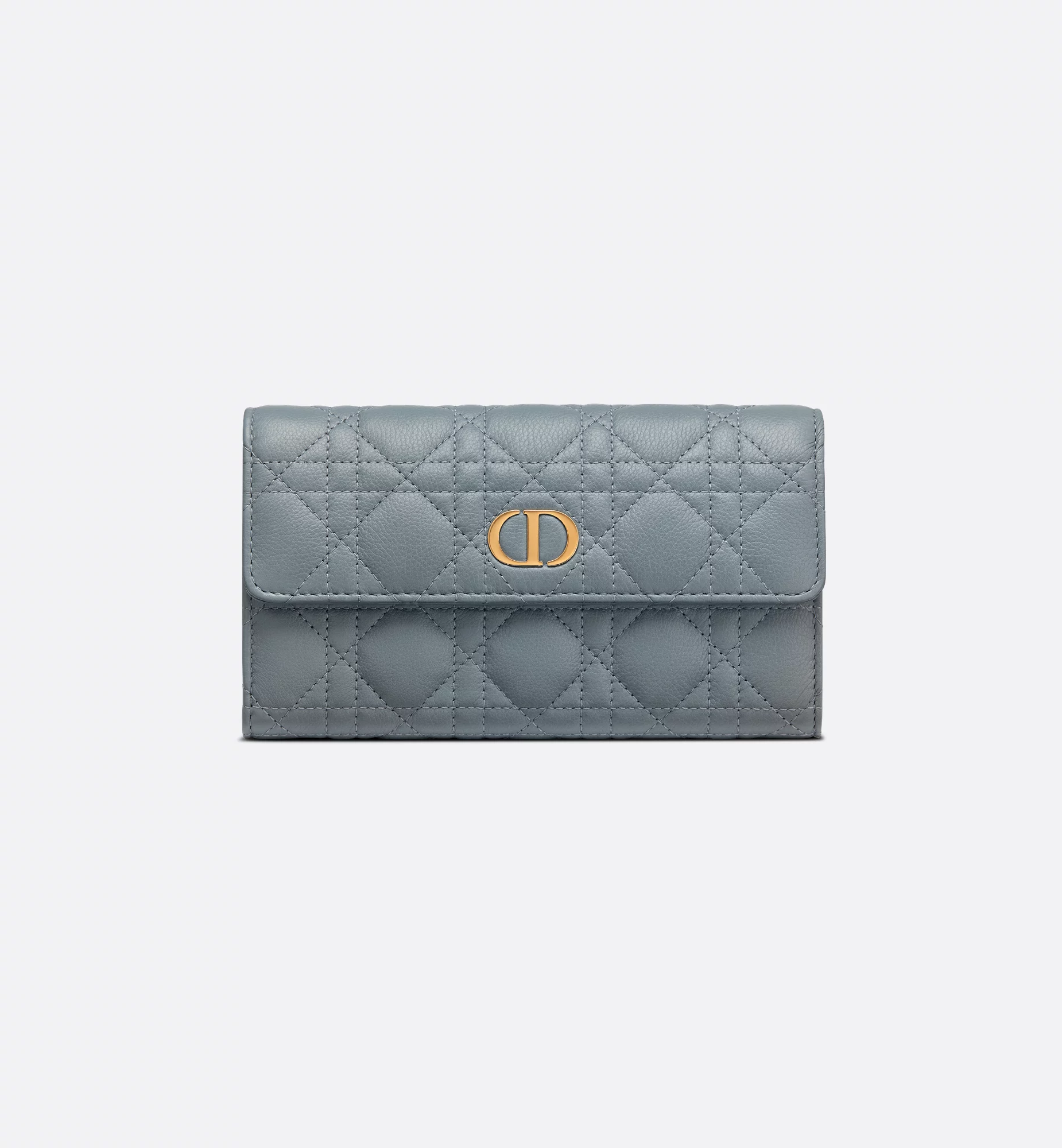 Dior Caro Orchid Long Wallet Cloud Blue Supple Cannage Calfskin